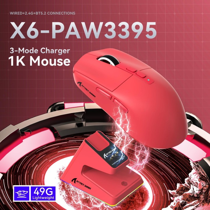 ATTACK SHARK X6 (Red) Souris ATTACK SHARK Maroc