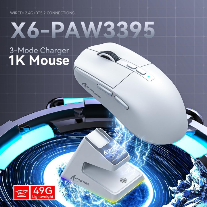 ATTACK SHARK X6 (White) Souris ATTACK SHARK Maroc